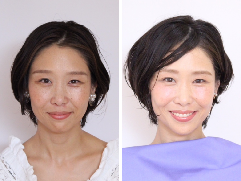 40代 50代 メイク ビフォーアフター 肌のくすみを解消して明るい表情の綺麗なママへ